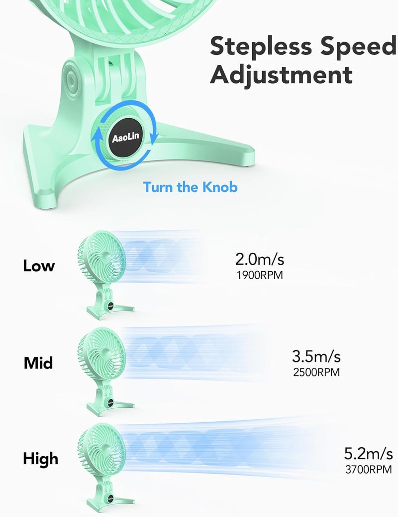 AaoLin USB Desk Fan, Small Fans with CVT Variable Speeds, Strong Cooling Airflow, Quiet Portable, Desktop Mini Personal Table Fan for Room, Home, Office, Bedroom, Green - Image 2